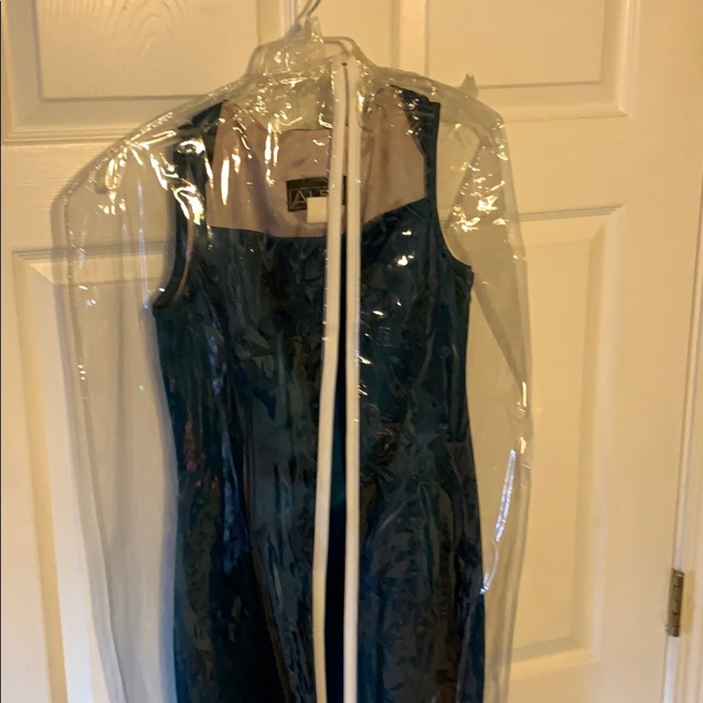 Emerald green evening gown.